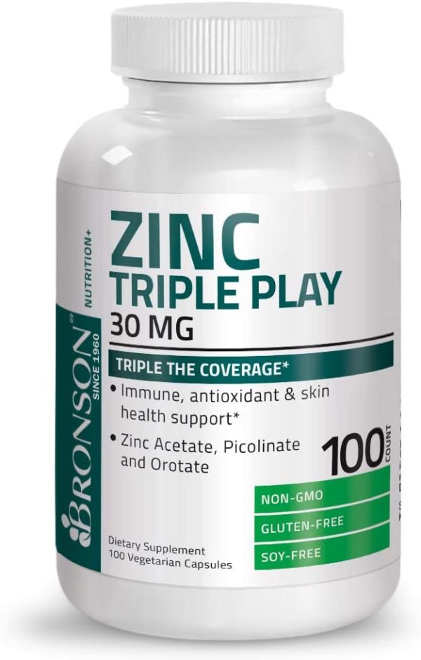 Bronson Zinc Triple Play 30mg - 100 Vegetarian Capsules - Image 4