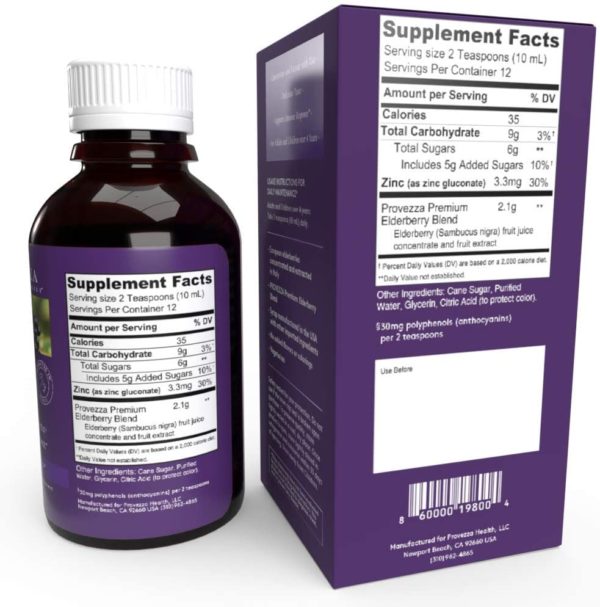 Provezza Black Elderberry Syrup with Zinc, Sambucus Herbal Supplement (4.0 Ounces) - Image 2