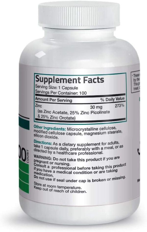Bronson Zinc Triple Play 30mg - 100 Vegetarian Capsules - Image 2