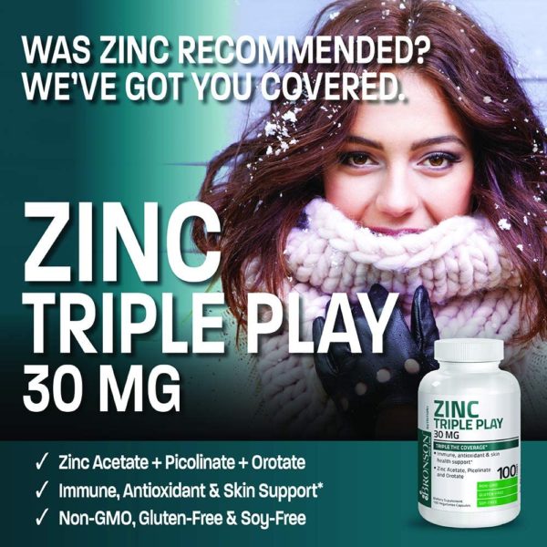 Bronson Zinc Triple Play 30mg - 100 Vegetarian Capsules - Image 5