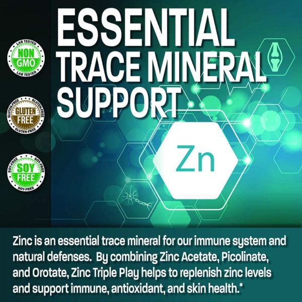 Bronson Zinc Triple Play 30mg - 100 Vegetarian Capsules - Image 3