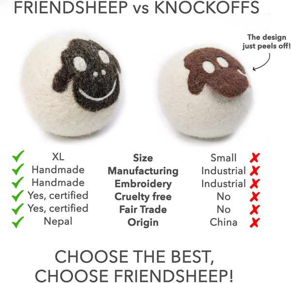 Friendsheep Organic Eco Wool Dryer Balls - 6 Pack - Image 6