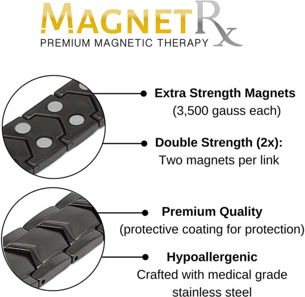 MagnetRX Ultra Strength Magnetic Bracelet (Black) - Image 6