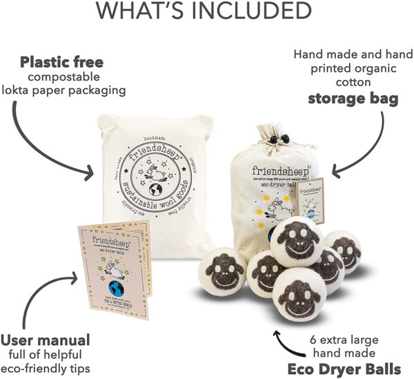 Friendsheep Organic Eco Wool Dryer Balls - 6 Pack - Image 4