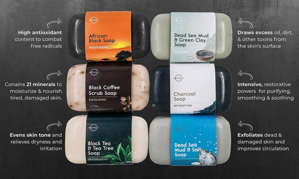 O Naturals 6-Piece Black Bar Soap Collection | 100% Natural - 4oz - Image 8