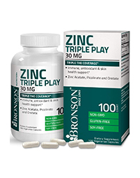 Bronson Zinc Triple Play 30mg - 100 Vegetarian Capsules